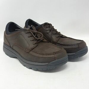 Outland Mens Brown Leather Moc Toe Oxford Shoes Lug 10 Academia Preppy Casual